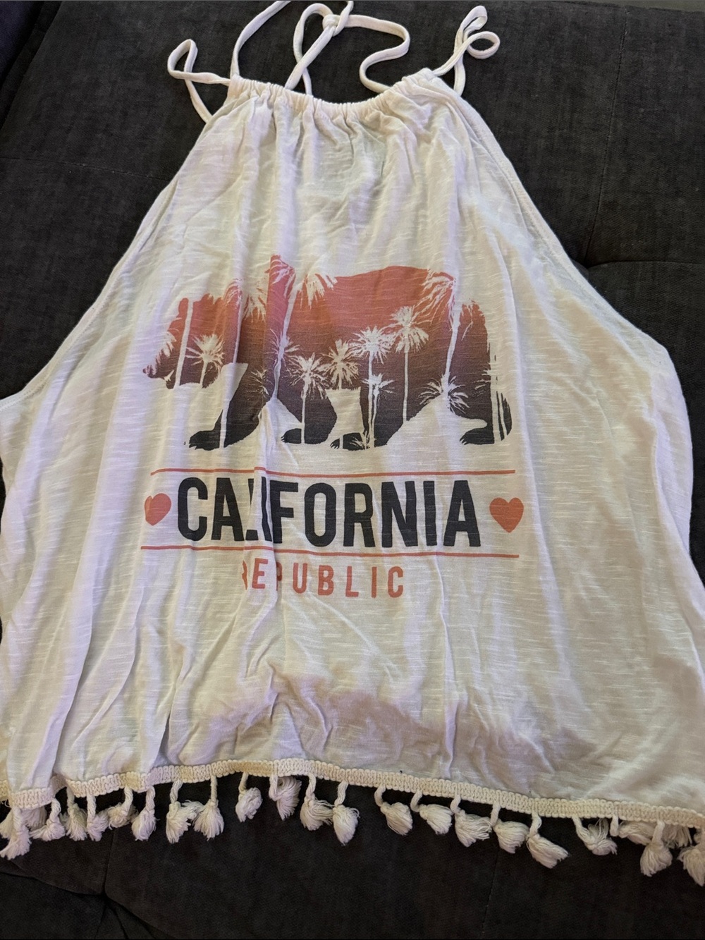 Charlotte Russe White California Republic Tank Top